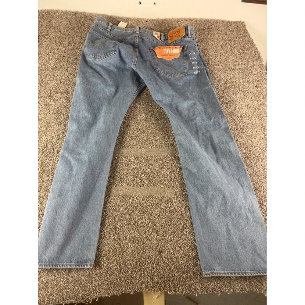 Levis 501 Original Mens Jeans 44x32 Blue Denim Straight Leg Button Fly NEW 2016